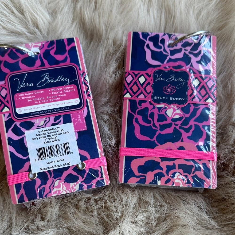 Vera Bradley Pink and Navy Study Buddy Set